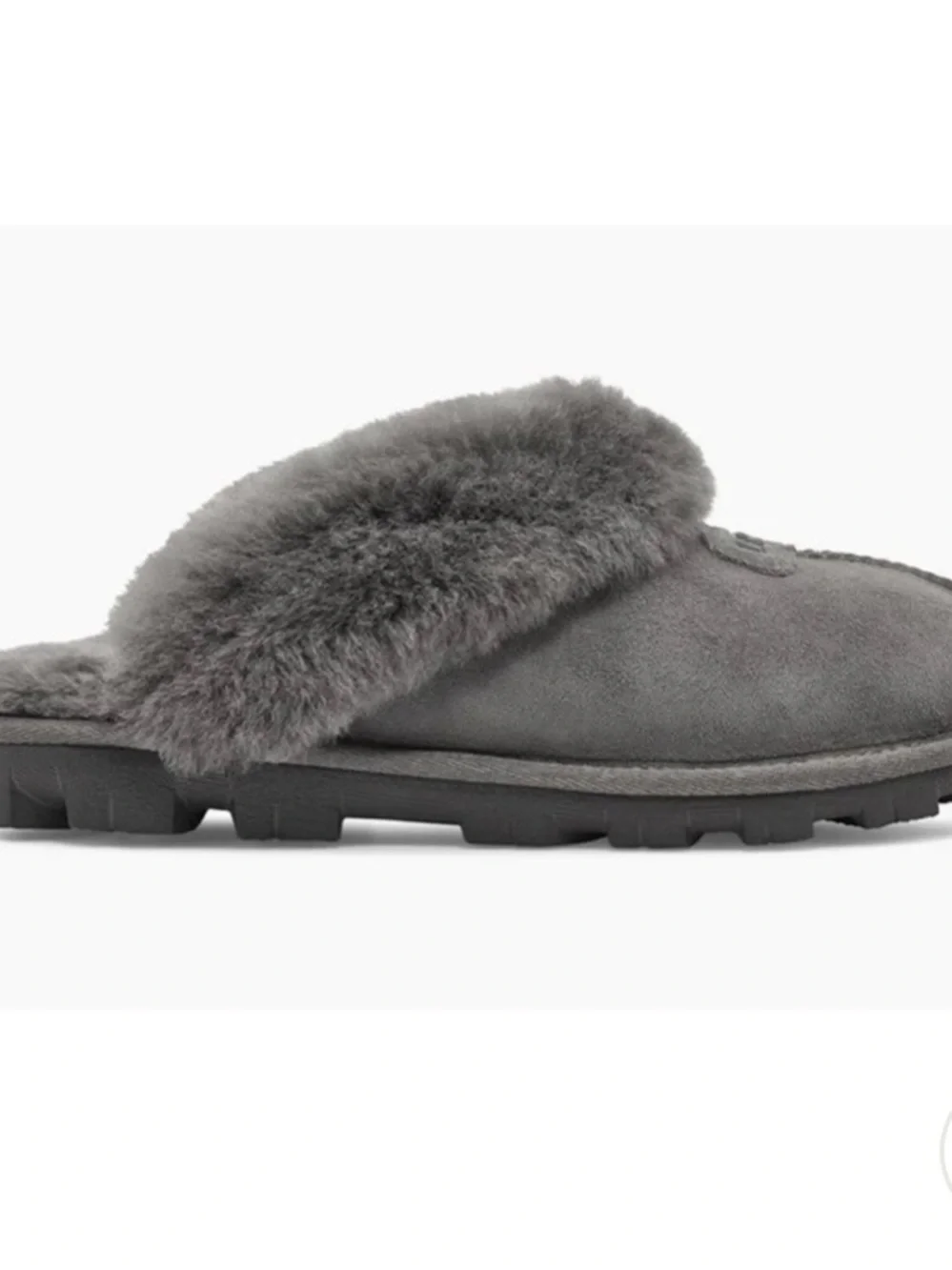 UGG® Coquette Genuine Shearling Lined Slipper (Women) color Grey , size 7